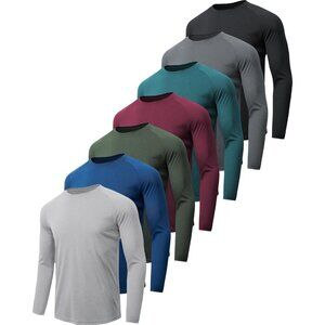 7 Pack Long Sleeve Shirts for Men UPF 50+ UV Sun Protection Quick Dry Moisture W